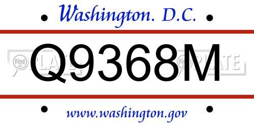 Q9368M District Of Columbia License Plate