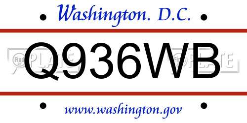 Q936WB District Of Columbia License Plate