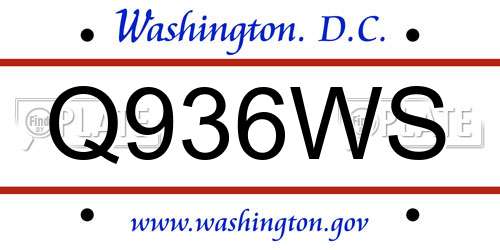 Q936WS District Of Columbia License Plate