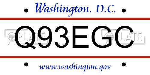 Q93EGC District Of Columbia License Plate