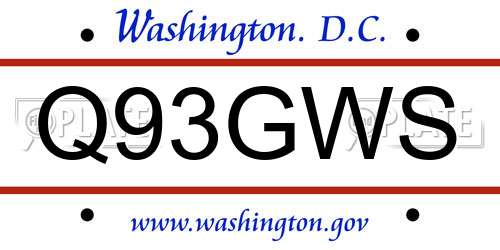 Q93GWS District Of Columbia License Plate