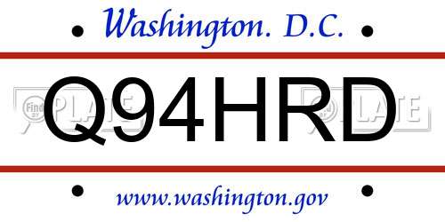 Q94HRD District Of Columbia License Plate