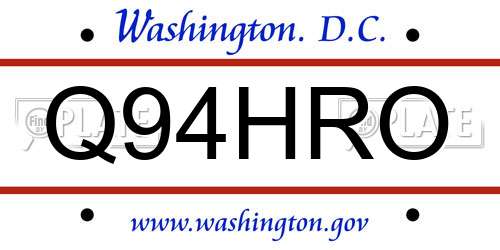 Q94HRO District Of Columbia License Plate
