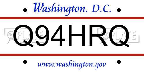 Q94HRQ District Of Columbia License Plate