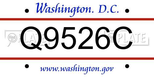 Q9526C District Of Columbia License Plate