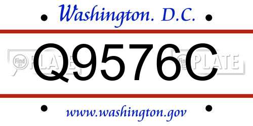 Q9576C District Of Columbia License Plate