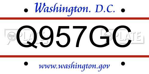 Q957GC District Of Columbia License Plate