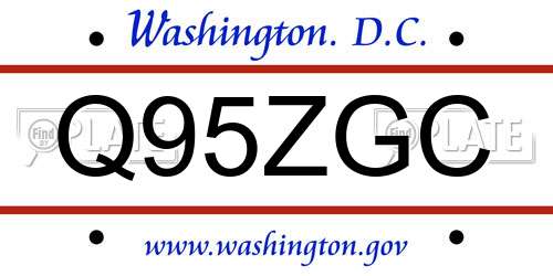 Q95ZGC District Of Columbia License Plate