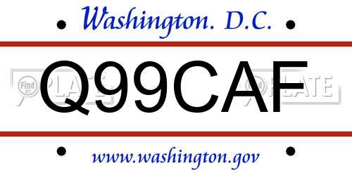 Q99CAF District Of Columbia License Plate