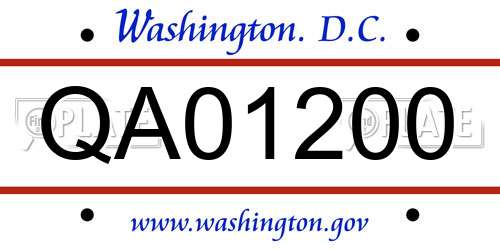 QA01200 District Of Columbia License Plate