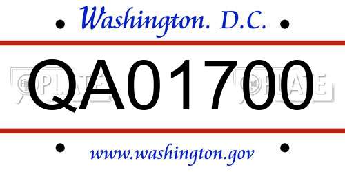 QA01700 District Of Columbia License Plate