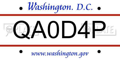 QA0D4P District Of Columbia License Plate