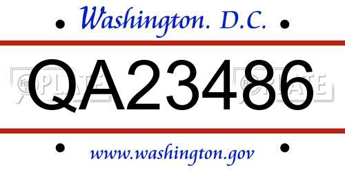 QA23486 District Of Columbia License Plate