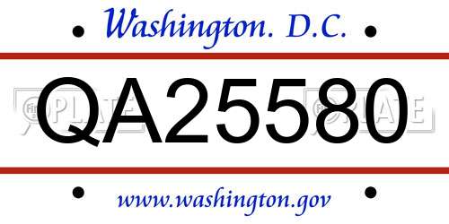 QA25580 District Of Columbia License Plate