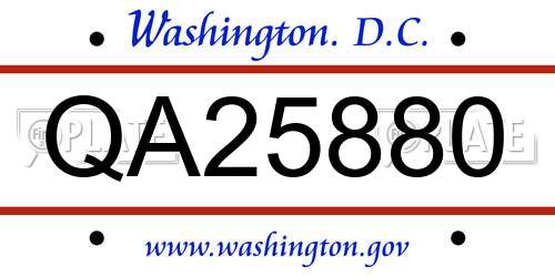 QA25880 District Of Columbia License Plate