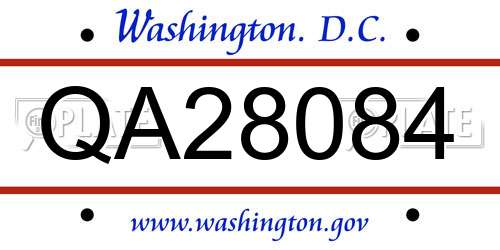 QA28084 District Of Columbia License Plate