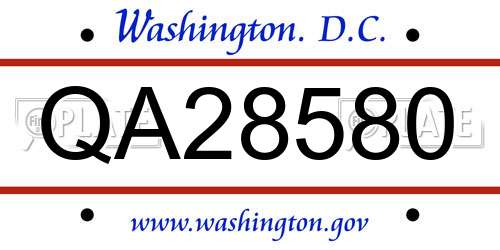QA28580 District Of Columbia License Plate