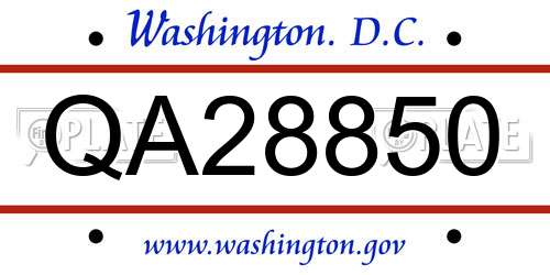 QA28850 District Of Columbia License Plate