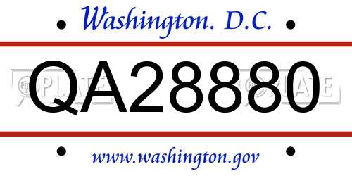 QA28880 District Of Columbia License Plate