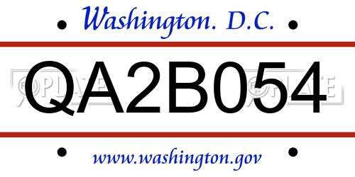 QA2B054 District Of Columbia License Plate