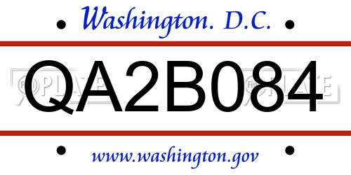 QA2B084 District Of Columbia License Plate