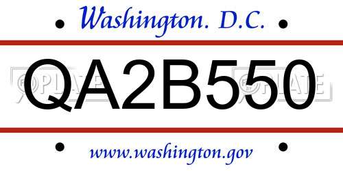 QA2B550 District Of Columbia License Plate