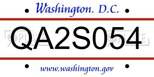 QA2S054 District Of Columbia License Plate