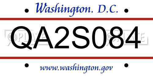 QA2S084 District Of Columbia License Plate
