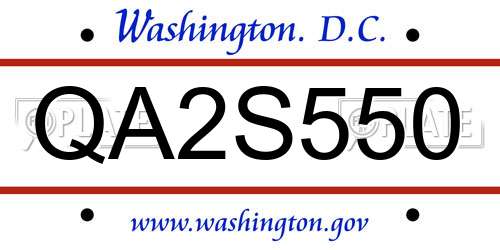 QA2S550 District Of Columbia License Plate
