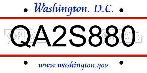 QA2S880 District Of Columbia License Plate