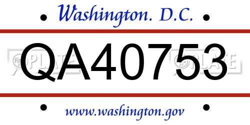 QA40753 District Of Columbia License Plate