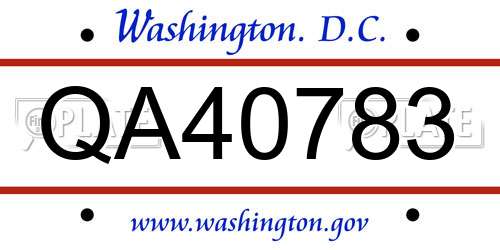 QA40783 District Of Columbia License Plate