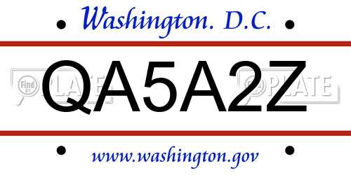 QA5A2Z District Of Columbia License Plate