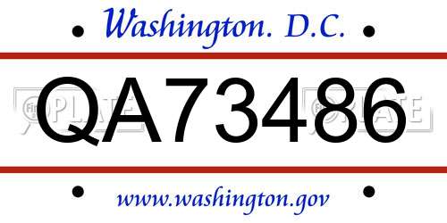 QA73486 District Of Columbia License Plate