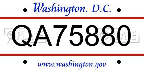 QA75880 District Of Columbia License Plate
