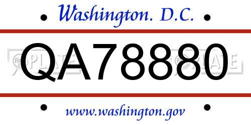 QA78880 District Of Columbia License Plate
