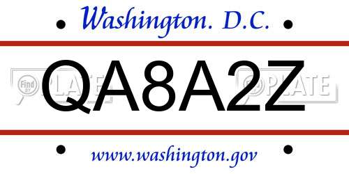 QA8A2Z District Of Columbia License Plate