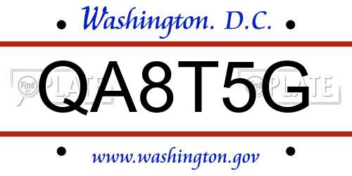 QA8T5G District Of Columbia License Plate