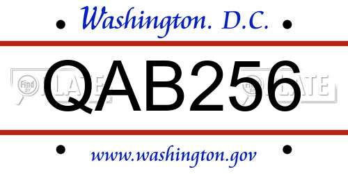 QAB256 District Of Columbia License Plate