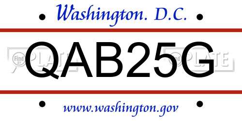 QAB25G District Of Columbia License Plate