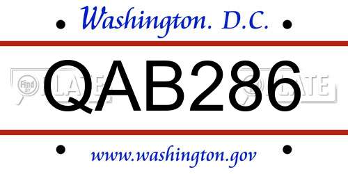 QAB286 District Of Columbia License Plate