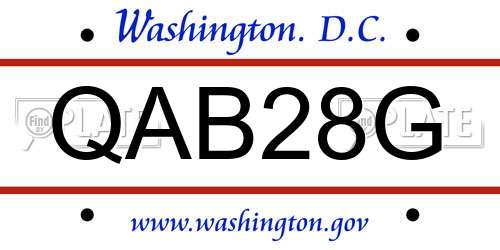QAB28G District Of Columbia License Plate