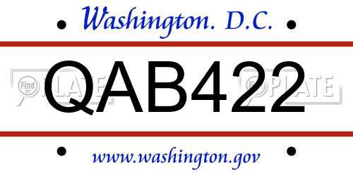 QAB422 District Of Columbia License Plate