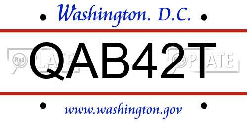 QAB42T District Of Columbia License Plate