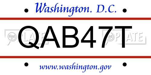 QAB47T District Of Columbia License Plate