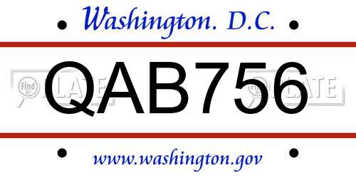 QAB756 District Of Columbia License Plate
