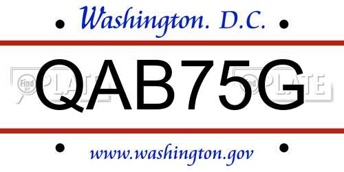 QAB75G District Of Columbia License Plate