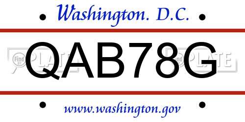 QAB78G District Of Columbia License Plate
