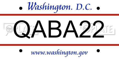 QABA22 District Of Columbia License Plate
