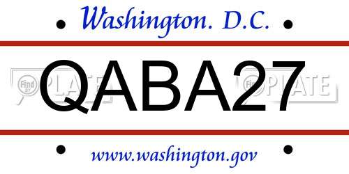 QABA27 District Of Columbia License Plate